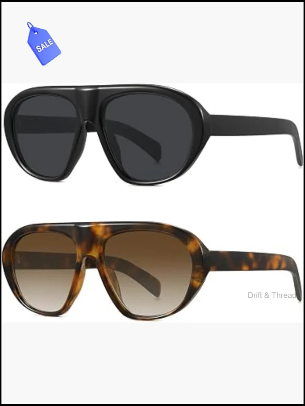 Retro Oversized Aviator Sunglasses for Women UV400 Protection